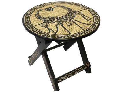 kulatý skládací stolek - rozkládací dřevěný stolek - africké umění - africký nábytek