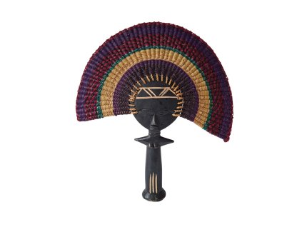 akuaba africká dřevěná soška z Ghany s vějířem