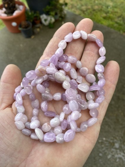 Kunzit náramek valounky tromlované