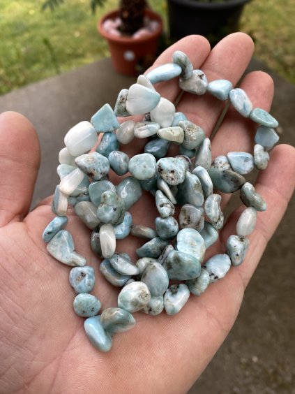 Larimar náramek valounky tromlované