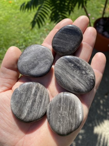 Placička Obsidián stříbrný