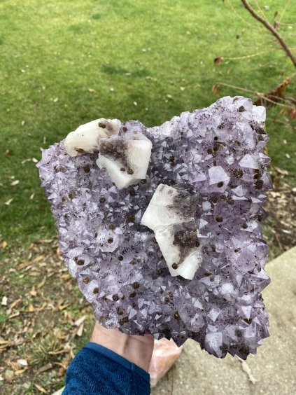 Ametyst drúza s kalcitem