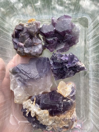 Fluorit drúza sada 5ks