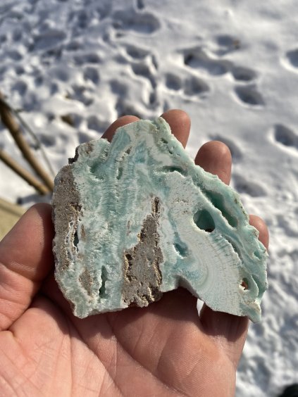 Aragonit modrý plátek leštěný