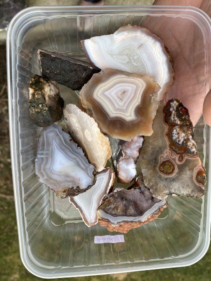 Achát půlka řez sada 10ks