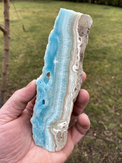 Aragonit modrý plátek leštěný