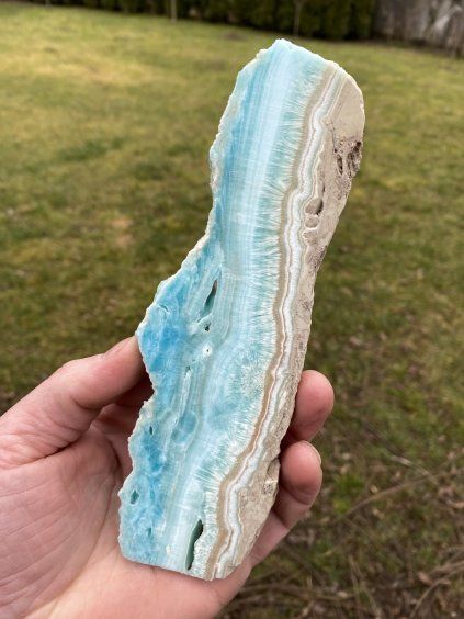 Aragonit modrý plátek leštěný