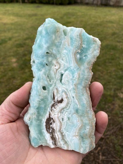 Aragonit modrý plátek leštěný