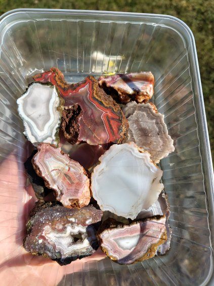 Achát půlka řez sada 10ks