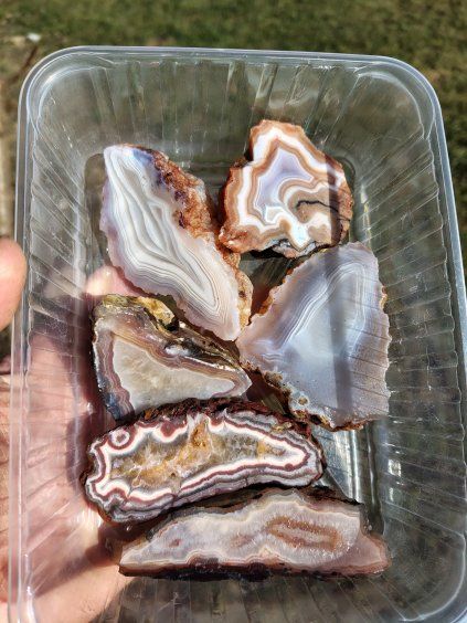 Achát půlka řez sada 6ks
