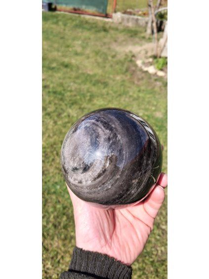 Obsidián stříbrný koule