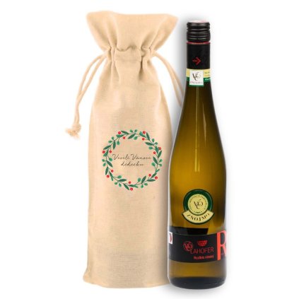 Plátěný pytlík věneček, Veselé Vánoce dědečku s vínem