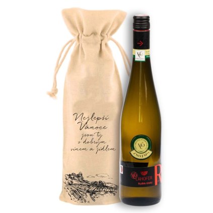 Plátěný pytlík Nejlepší Vánoce s vínem a jídlem - krajina