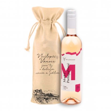 Plátěný pytlík Nejlepší Vánoce s vínem a jídlem - krajina