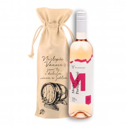Plátěný pytlík Nejlepší Vánoce s vínem a jídlem - sud
