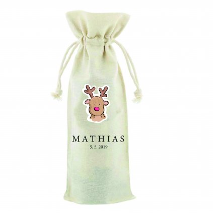 Plátěný pytlík na víno s vlastním jménem a datem SOBÍK