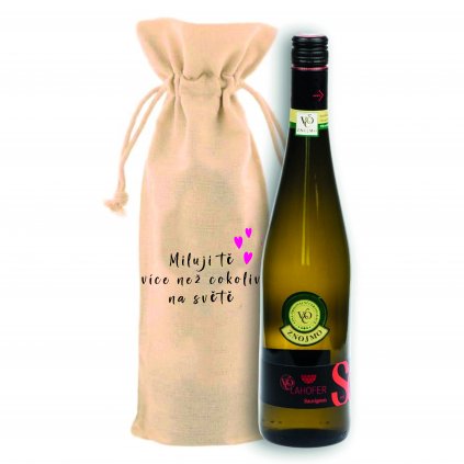 Plátěný pytlík s vínem - Miluji tě, více než cokoliv na světě