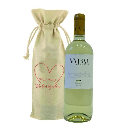 Plátěný pytlík s vínem - Pro moji Valentýnku - SRDCE