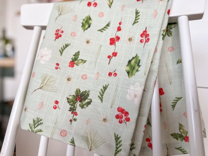 Vánoční lněná utěrka Botanical