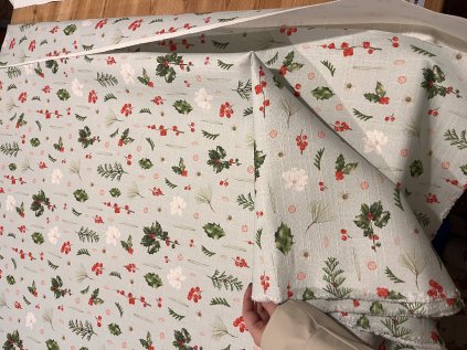 Vánoční lněná utěrka Botanical