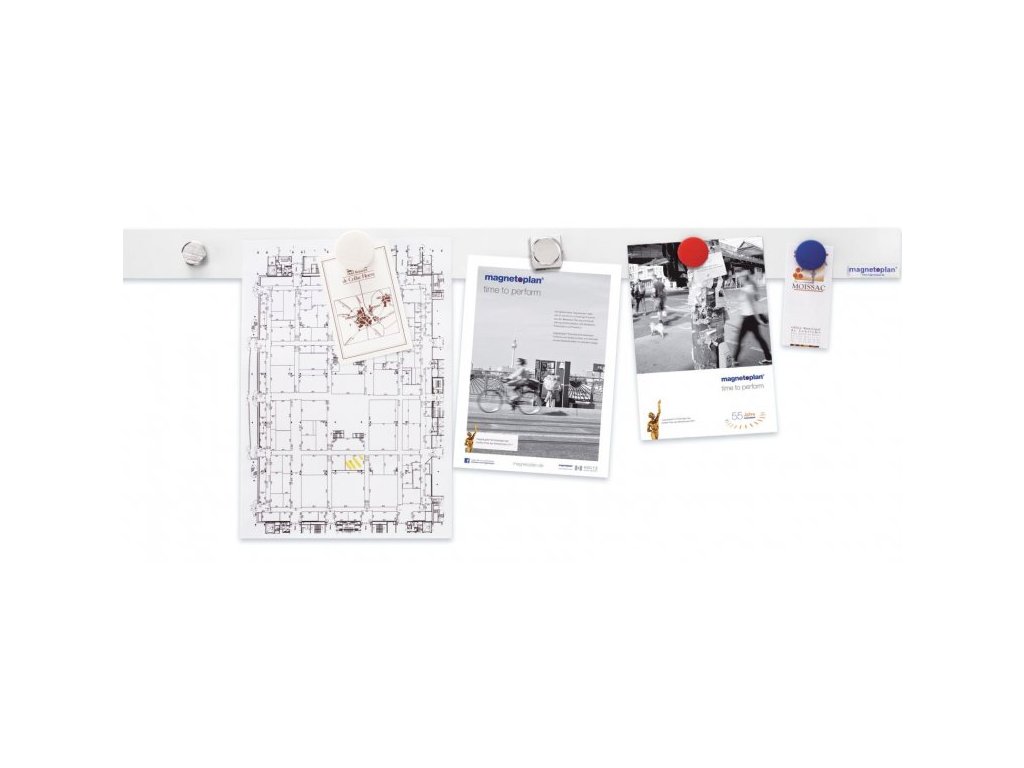 Magnetická lišta 1 m + 6 magnetů, bílá (Barva bílá)