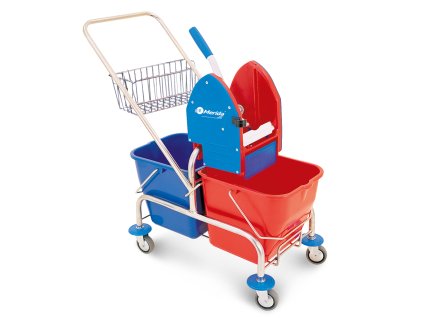 Úklidový vozík Elliot - dvoukbelíkový, chrom (Barva chrom)