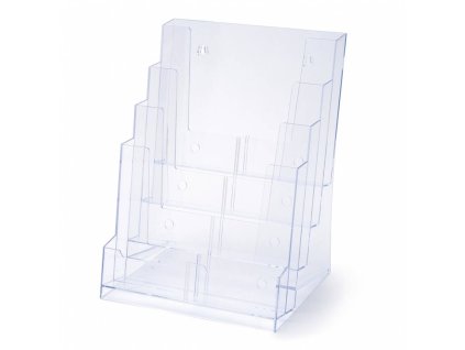Stojánek na letáky formátu A4, 4 kapsy, čirá (Barva čirá)