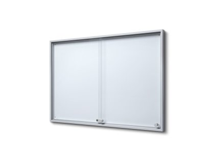 Interiérová informační vitrína s posuvnými dveřmi SLIM 21 x A4 - plechová záda, hliník (Barva hliník)