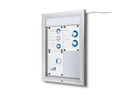 Venkovní LED informační vitrína s topkartou 4 x A4 - typ T, hliník (Barva hliník)