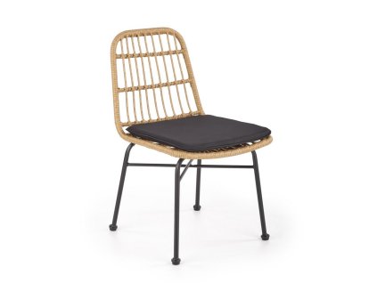 Zahradní židle Hilda, přírodní dřevo / černá (Barva ratan)