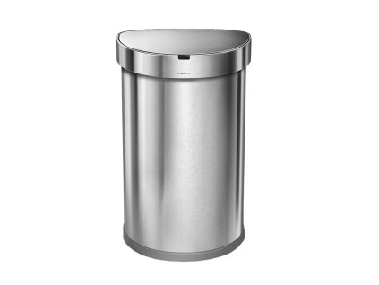 Půlkulatý bezdotykový koš, 45 l, matná ocel, nerez (Barva nerez)