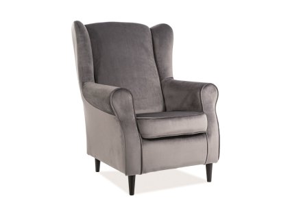 Křeslo Baron Velvet, šedá / černá (Barva šedá)