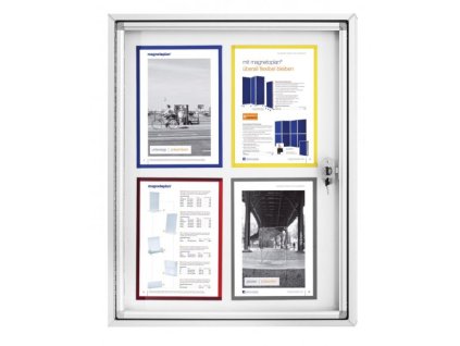 Venkovní informační vitrína Magnetoplan 4 x A4 - magnetická, hliník (Barva hliník)