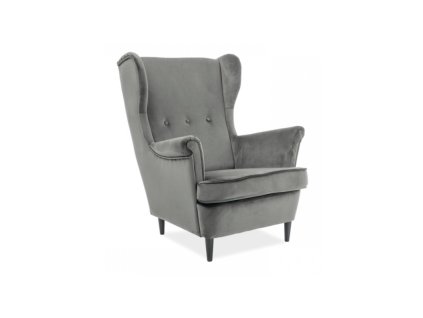 Křeslo Lord Velvet, šedá / černá (Barva šedá)