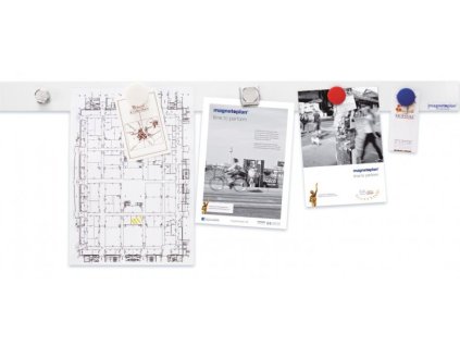 Magnetická lišta 1 m + 6 magnetů, bílá (Barva bílá)