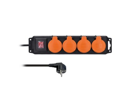 Prodlužovací kabel 4Z - 3m, vypínač, venkovní, černá (Barva černá || oranžová)