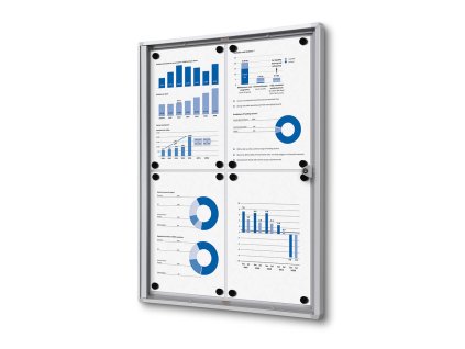 Interiérová informační vitrína Economy 4 x A4 - plechová záda, hliník (Barva hliník)