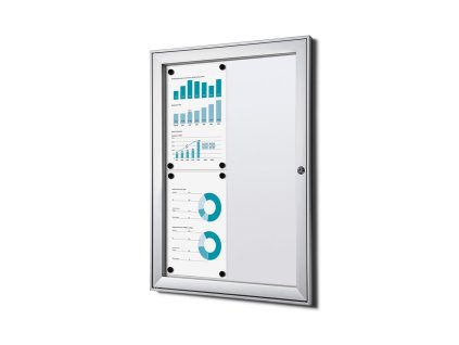 Interiérová uzamykatelná informační vitrína 4 x A4, protipožární, hliník (Barva hliník)