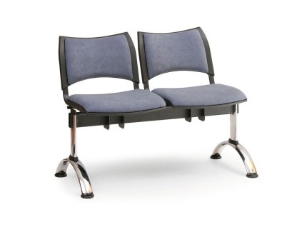 Čalouněná lavice SMART, 2-sedák - chromované nohy, šedá (Barva šedá)
