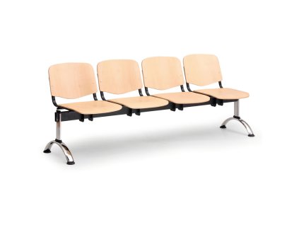 Dřevěná lavice ISO II 4-sedák - chromované nohy