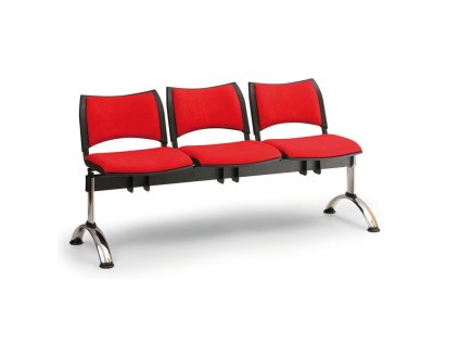 Čalouněná lavice SMART, 3-sedák - chromované nohy, šedá (Barva šedá)