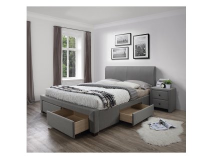 Postel Modena 140 × 200 cm, šedá (Barva šedá)