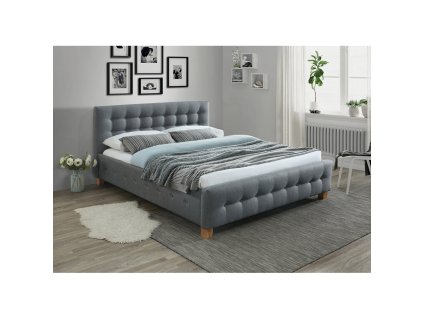 Postel Barcelona 160 x 200 cm, šedá / dub (Barva šedá)