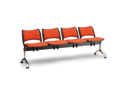 Čalouněná lavice SMART, 4-sedák - chromované nohy, šedá (Barva šedá)