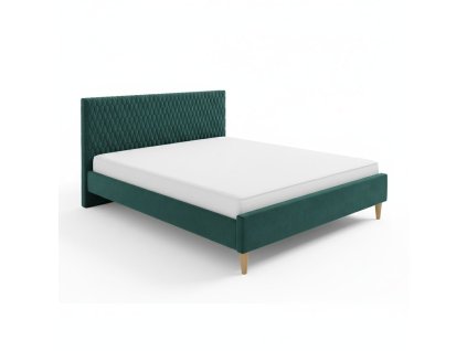 Postel Azurro Velvet 160 x 200 cm, tmavě zelená (Barva zelená)