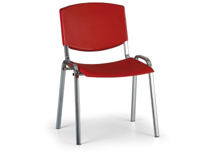 Konferenční židle Design - chromované nohy, červená (Barva červená)