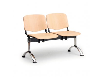 Dřevěná lavice ISO II, 2-sedák - chromované nohy