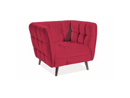 Křeslo Castello Velvet, červená / černá (Barva černá)