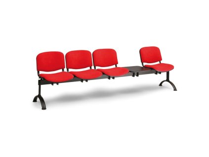 Čalouněná lavice VIVA, 4-sedák + stolek - černé nohy, oranžová (Barva oranžová)