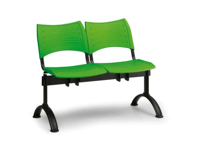 Plastová lavice VISIO, 2-sedák - černé nohy, modrá (Barva modrá)
